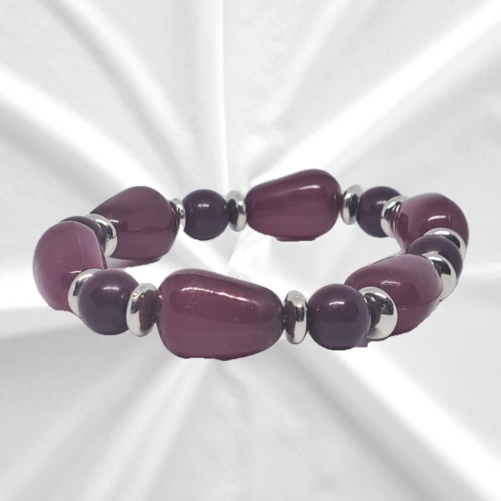👣4/$20.  Purple Beaded Stretchy Slip-on Bracelet